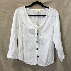 Mauve Ivory Button-Front Blouse